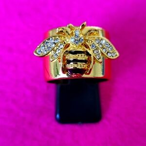Goldtone  Bee Ring with Crystal Accents Size 9